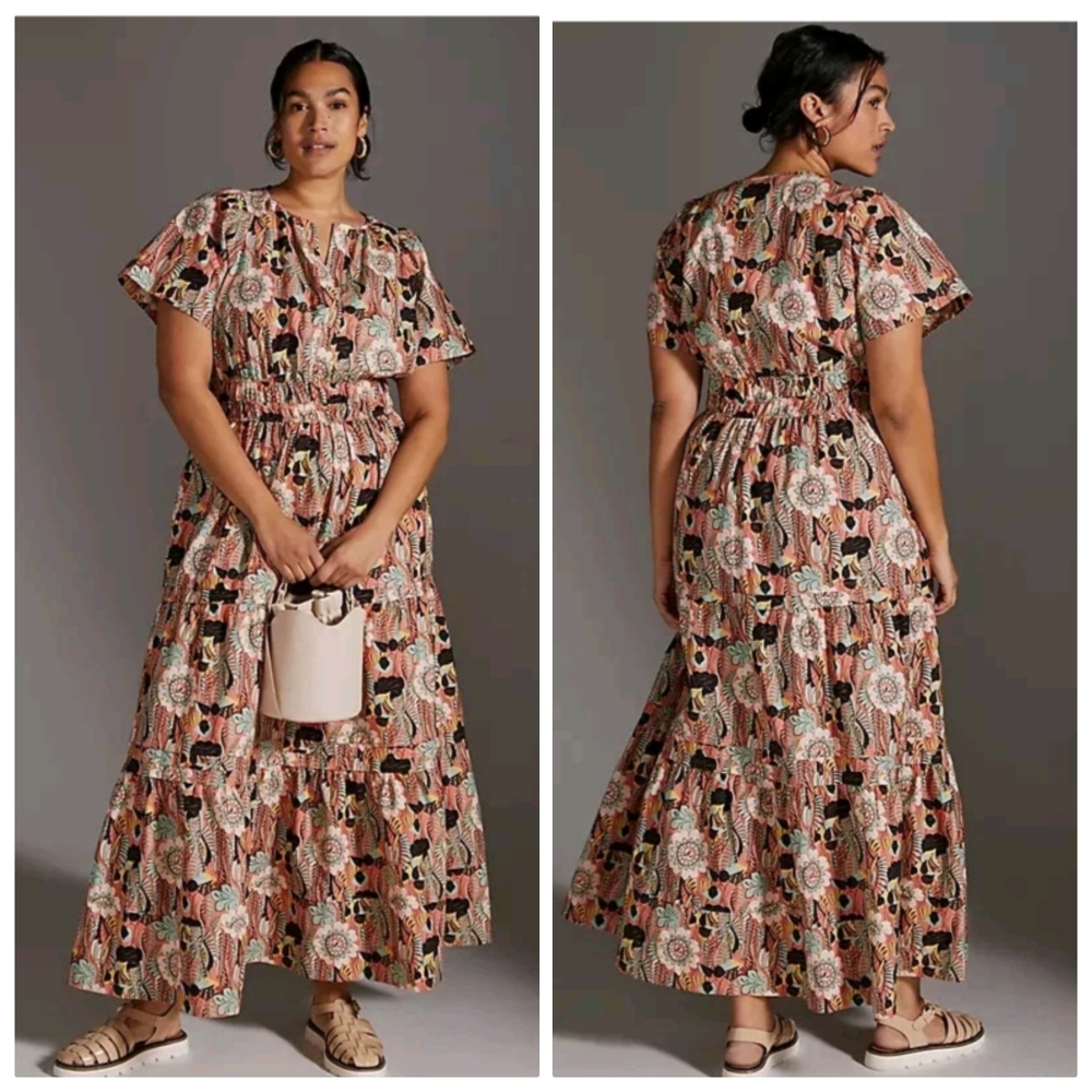 NWT Anthropologie Somerset Dress Maxi Long Boho Artsy Colorful Women's Size‎ 2X